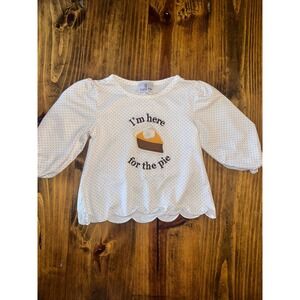 Cutie Pie Smocks 18M Girls Thanksgiving Pumpkin Pie Polka Dot Scallop Hem Top